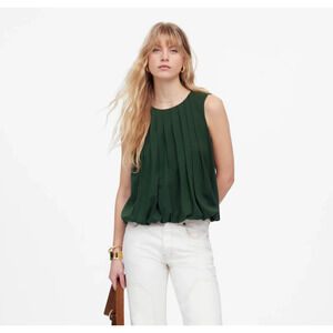 Madewell Sleeveless Crewneck Bubble Top Summit Green L NWT